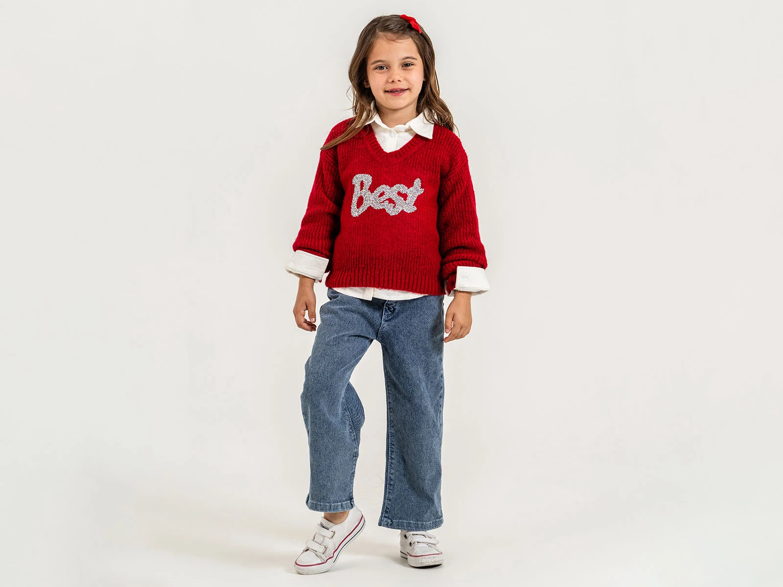 Toptan PAMPAL KİDS Best Baskılı Trikolu Üçlü Kız Takım Toptan Bebek Çocuk Giyim - Beniz Kids