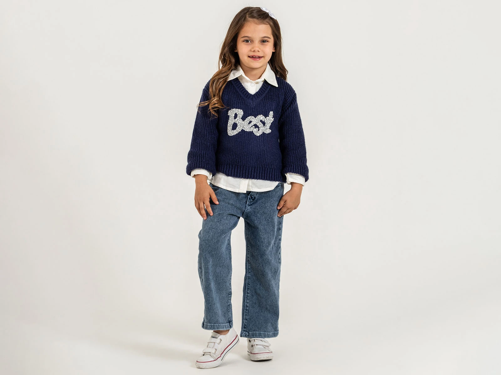 Toptan PAMPAL KİDS Best Baskılı Trikolu Üçlü Kız Takım Toptan Bebek Çocuk Giyim - Beniz Kids
