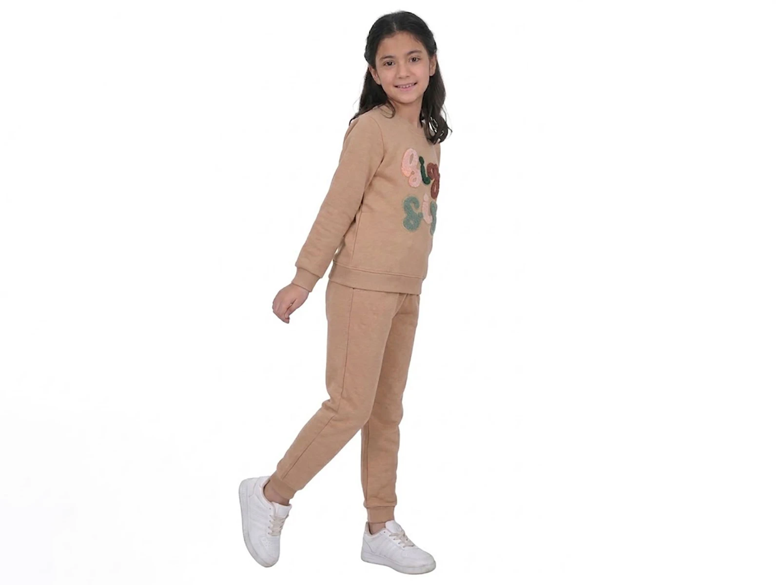 Toptan CMK Big Sis Nakışlı 3 İp Şardonlu Kız Takım  Toptan Bebek Çocuk Giyim - Beniz Kids
