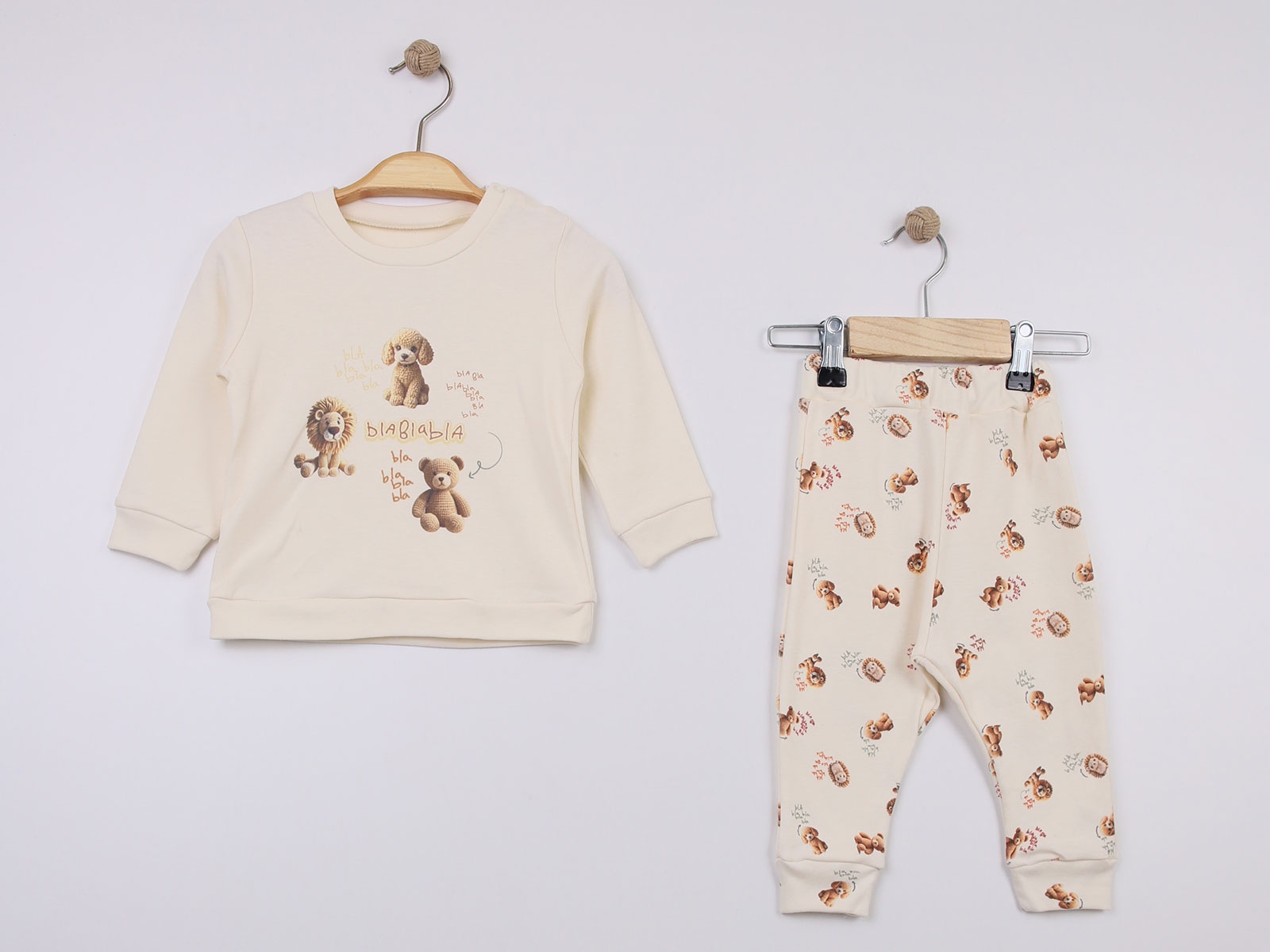 Bla Bla Baskılı Unisex Bebe Takım