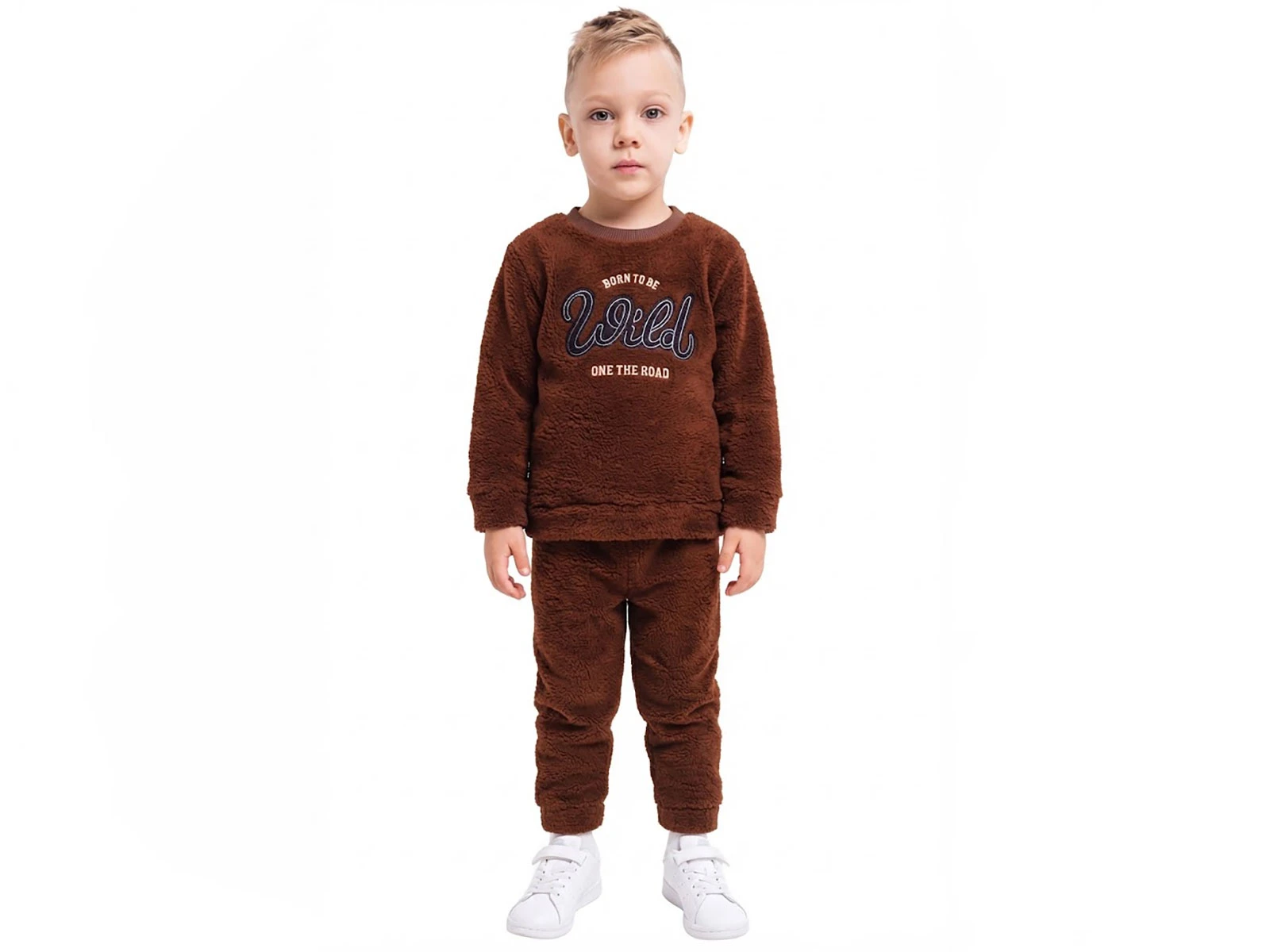Toptan LİZARD Born To Be Nakışlı Well Soft Peluş Erkek Takım  Toptan Bebek Çocuk Giyim - Beniz Kids