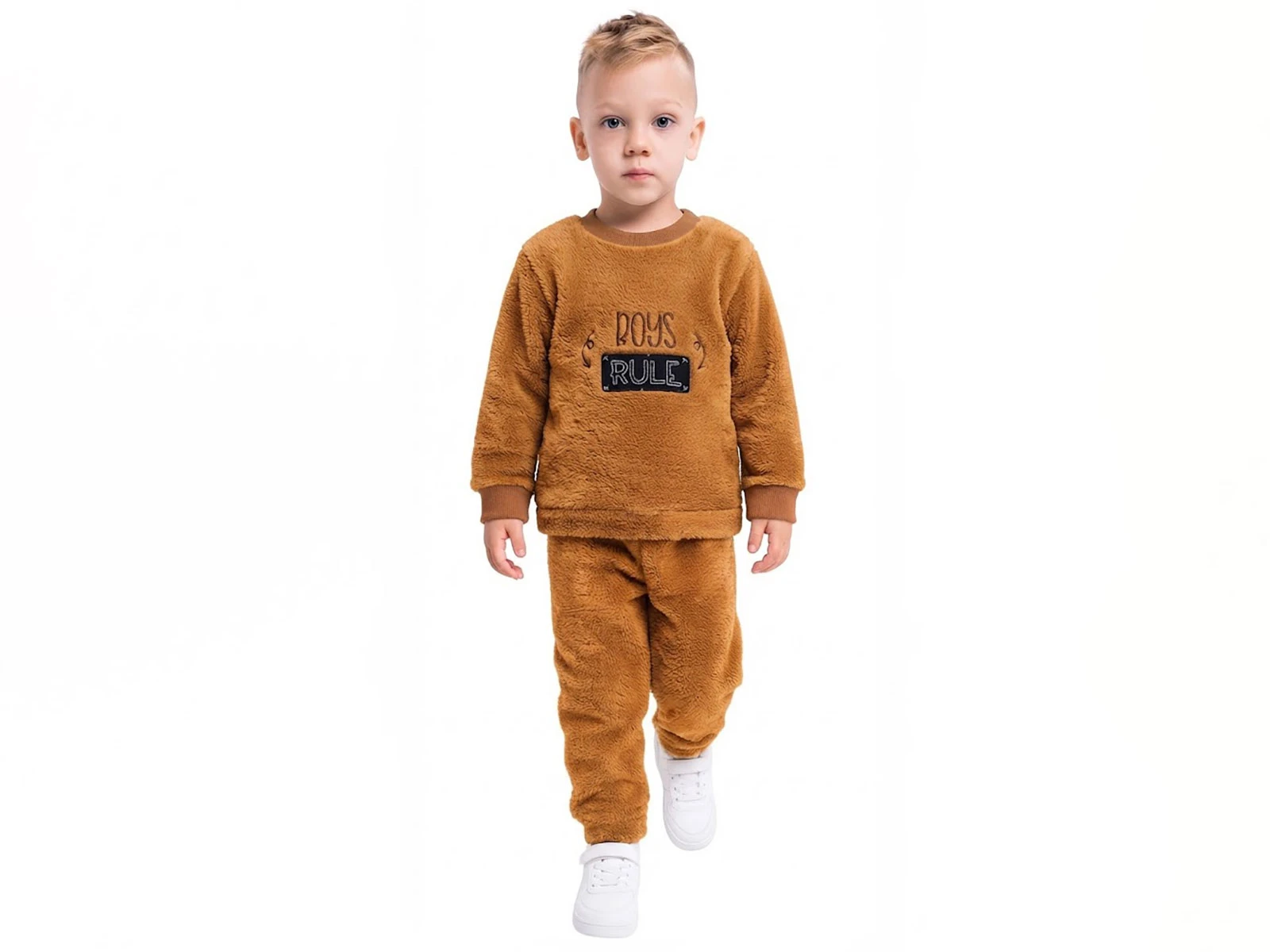 Toptan LİZARD Boys Rule Nakışlı Well Soft Peluş Erkek Takım Toptan Bebek Çocuk Giyim - Beniz Kids
