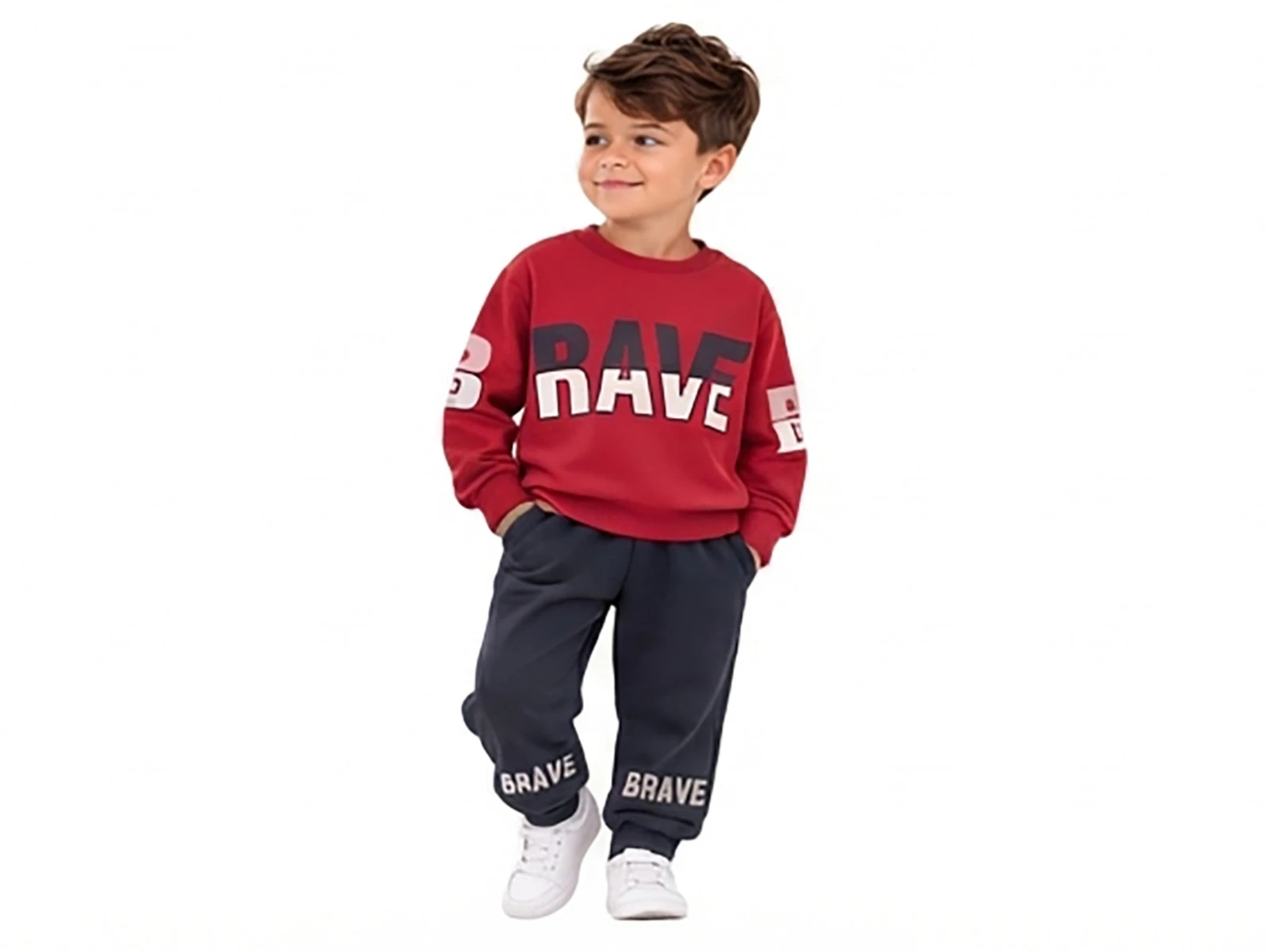 Toptan BICIR KİDS Brave Baskılı Erkek Takım Toptan Bebek Çocuk Giyim - Beniz Kids