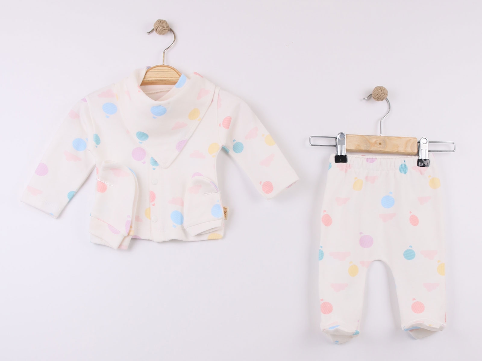 Toptan NANA Bulut Desenli Kız Bebe 5li Set Toptan Bebek Çocuk Giyim - Beniz Kids