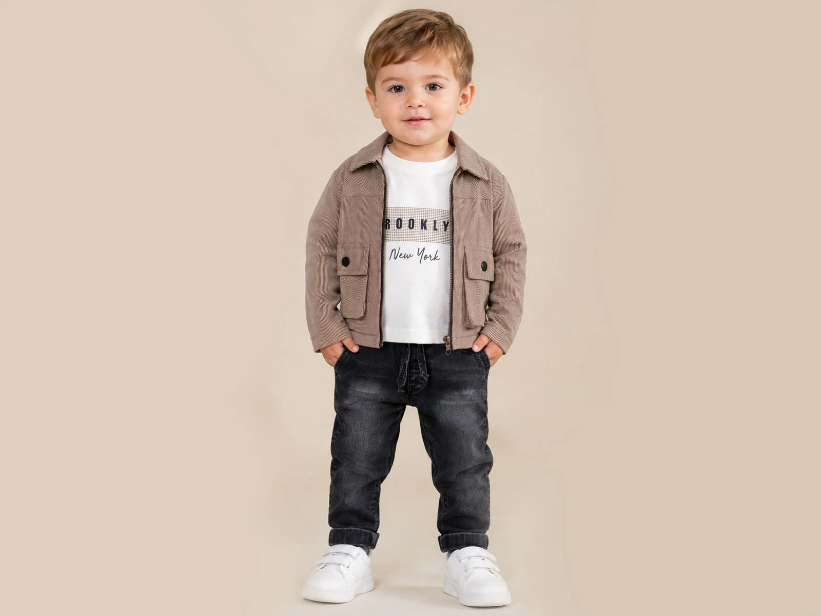 Toptan NOWA Cepli Düğmeli Ceketli Erkek Bebe Üçlü Takım  Toptan Bebek Çocuk Giyim - Beniz Kids