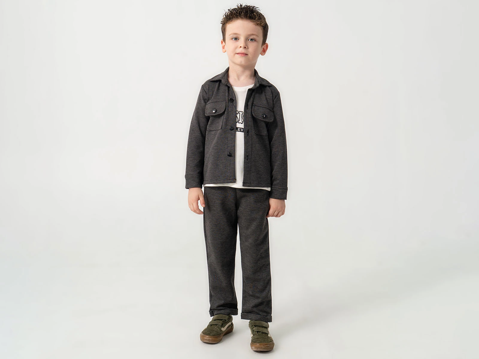 Toptan BURÇ BEBE Cepli Düğmeli Ceketli Erkek Takım  Toptan Bebek Çocuk Giyim - Beniz Kids