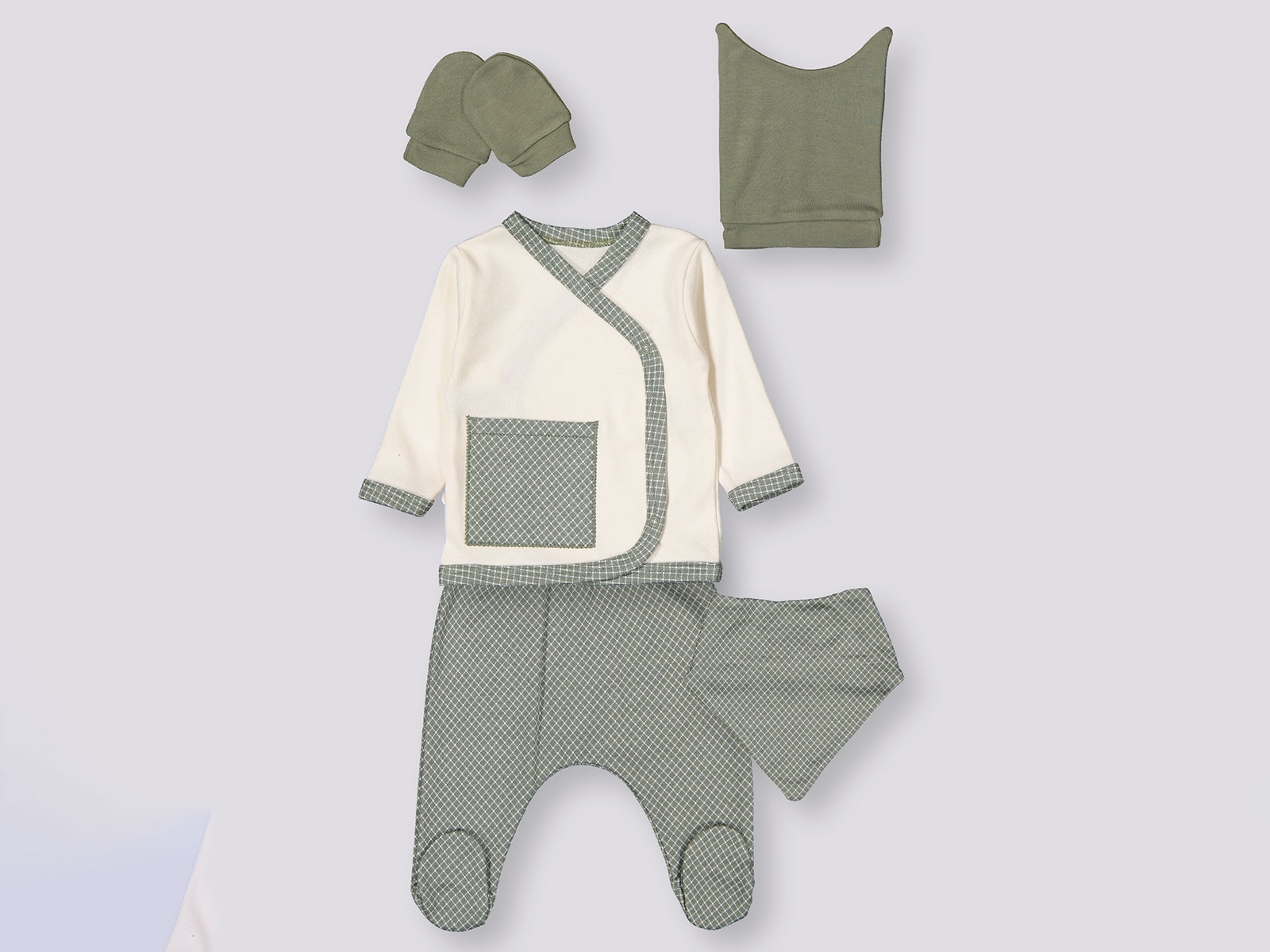 Cepli Erkek Bebe Zıbın Set