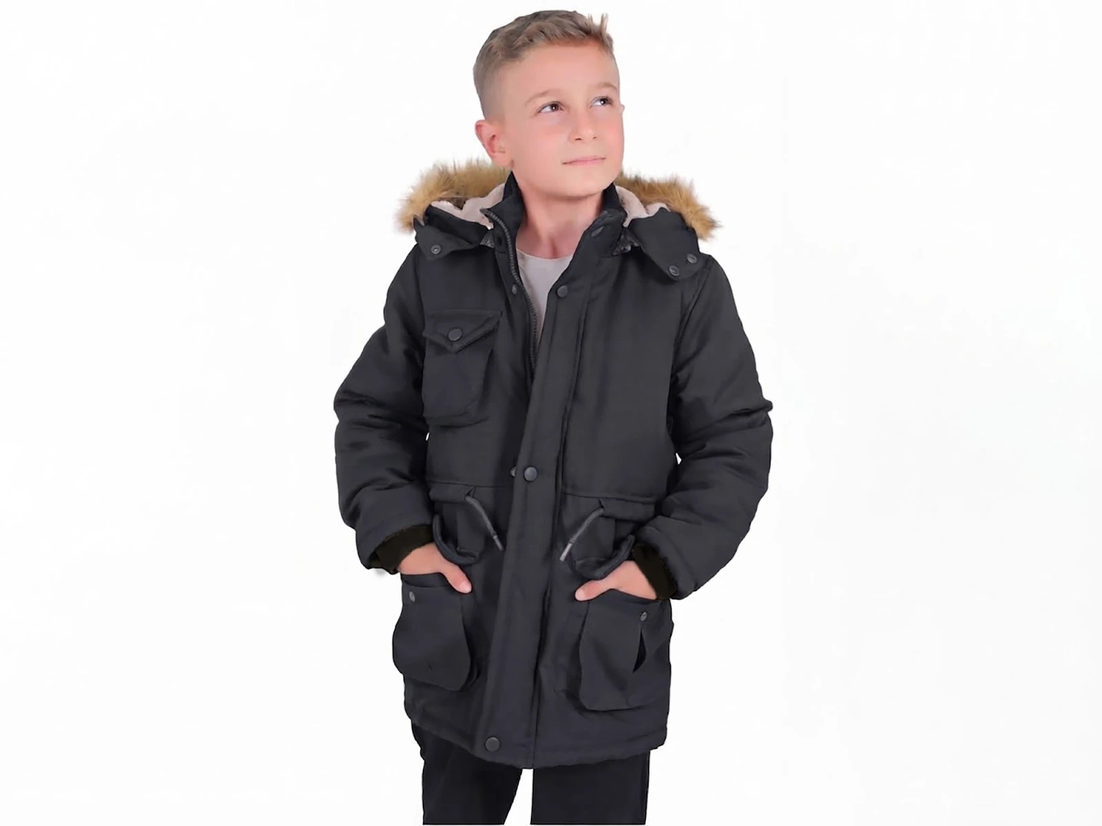 Toptan ROBİN Cepli Fermuarlı Tüy Detaylı Kapşonlu Erkek Mont Toptan Bebek Çocuk Giyim - Beniz Kids