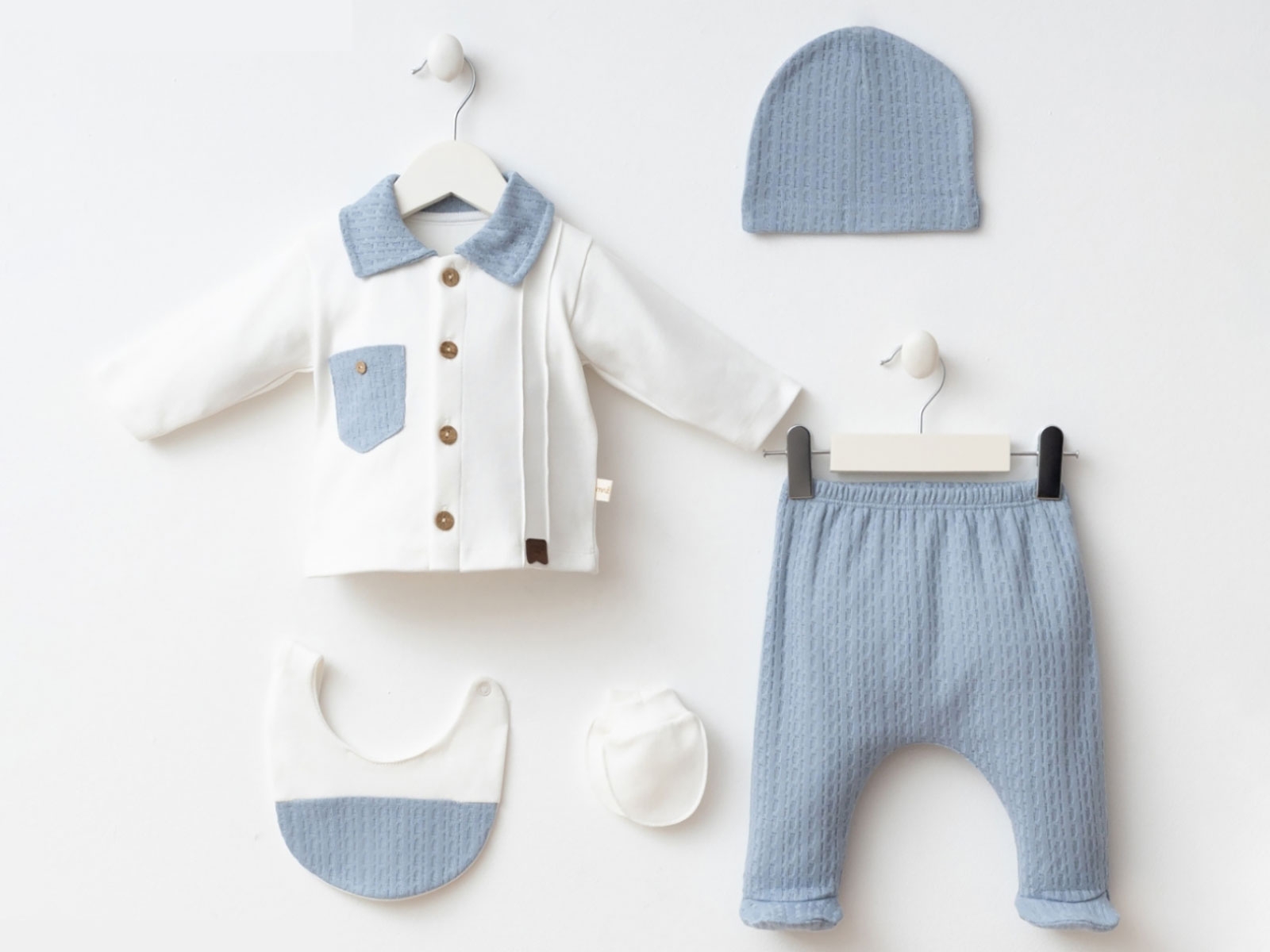 Toptan MİNİZEYN Cepli Yenidoğan  Erkek Bebe 5li Set Toptan Bebek Çocuk Giyim - Beniz Kids
