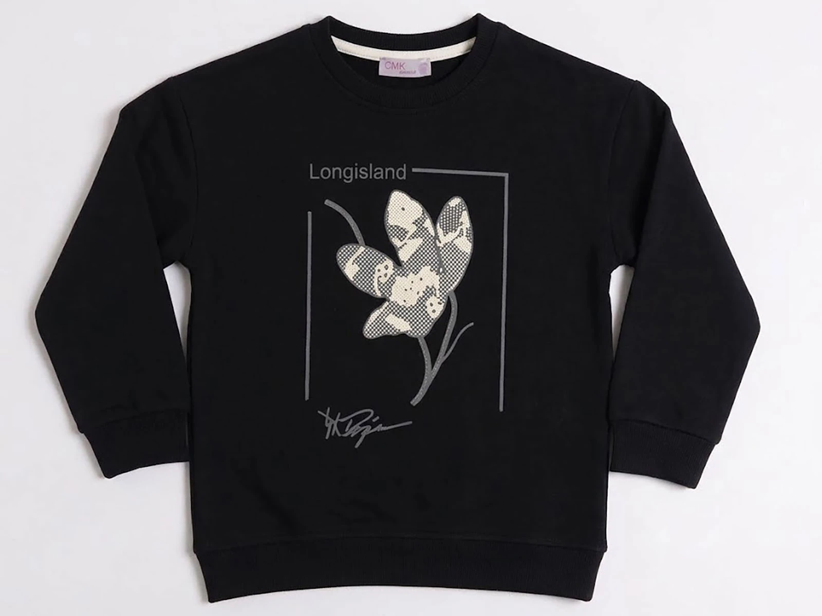 Toptan CMK Çiçek Baskılı 3 İp Şardonlu Kız Sweat  Toptan Bebek Çocuk Giyim - Beniz Kids