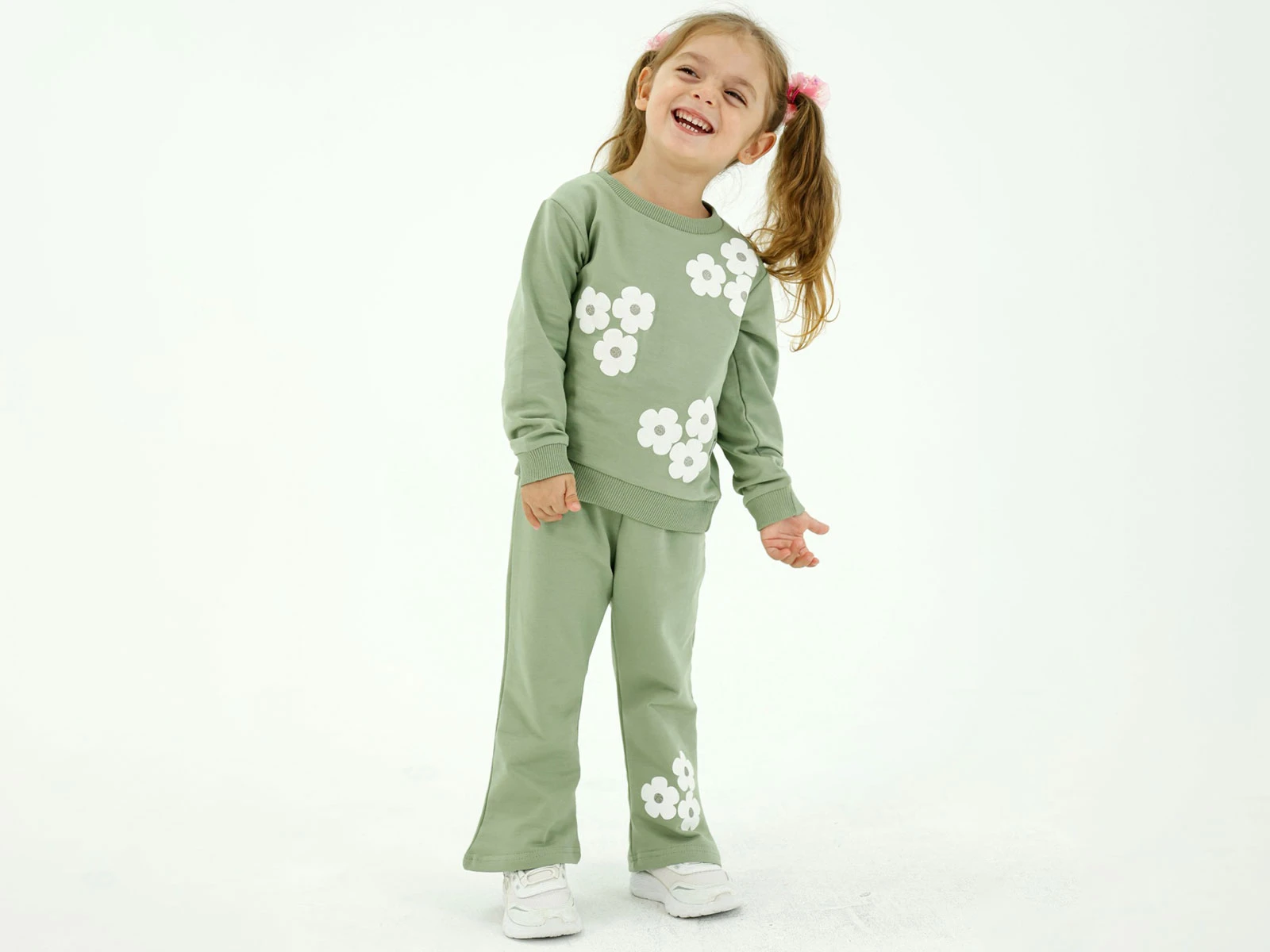 Toptan BICIR KİDS Çiçek Baskılı Kız Takım   Toptan Bebek Çocuk Giyim - Beniz Kids