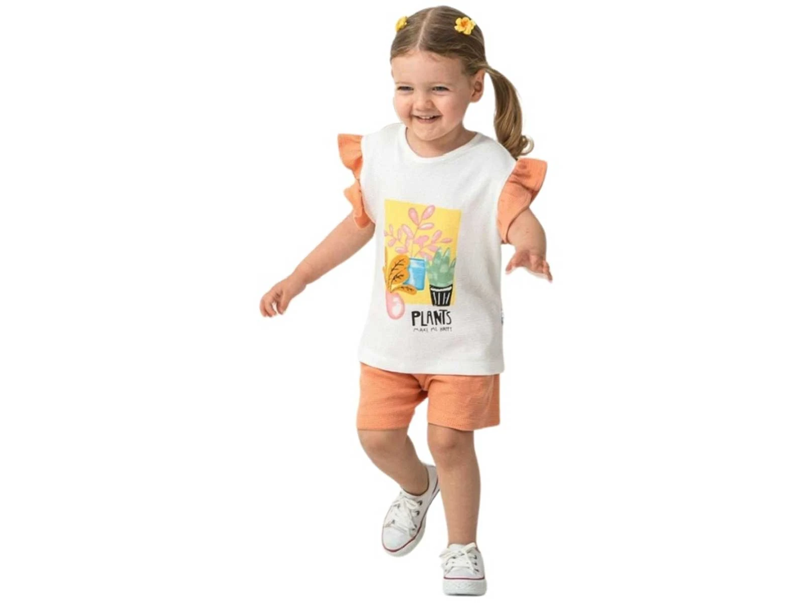 Çiçek Desenli Fırfırlı Kız Bebe Takım