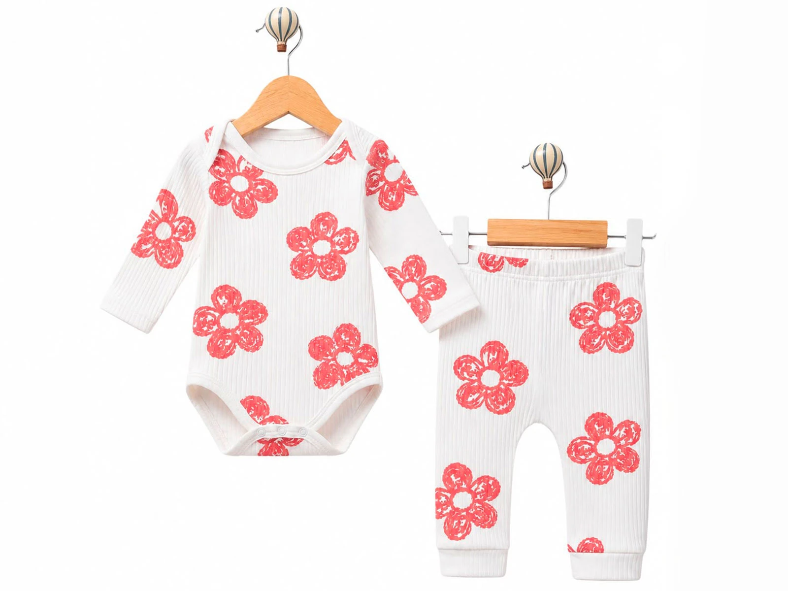 Toptan SÜPERMİNİ  Çiçek Desenli Kız Bebe Takım Toptan Bebek Çocuk Giyim - Beniz Kids