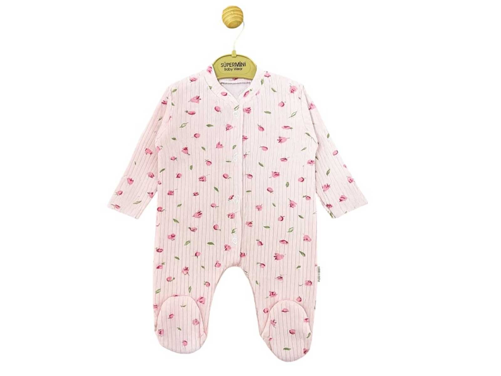 Çiçek Desenli Patikli Kız Bebe Tulum 
