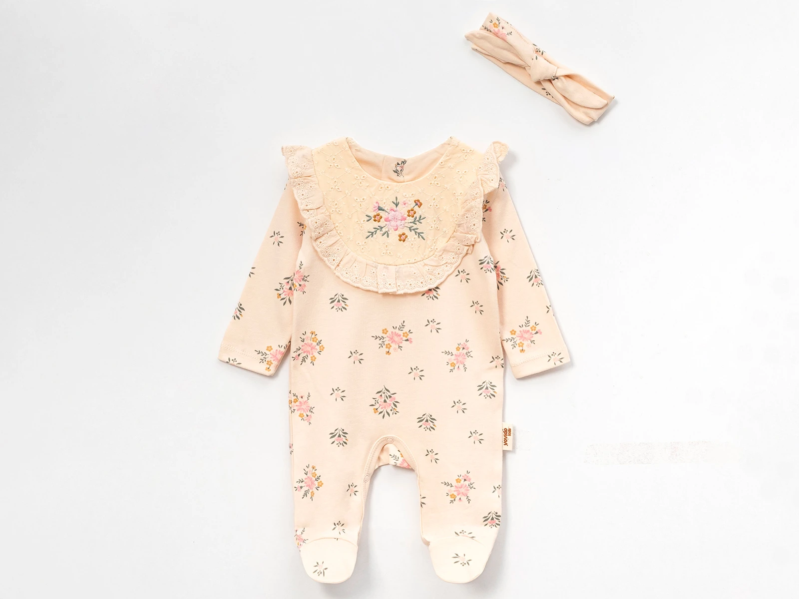 Çiçek Desenli Kız Bebe Tulum 
