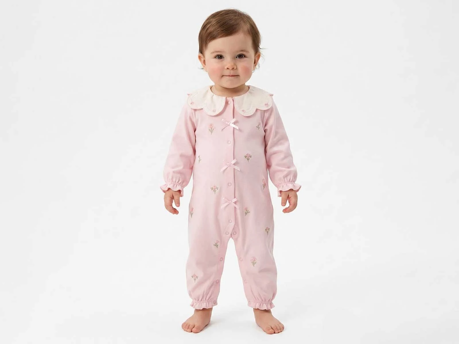 Çiçek Desenli Kız Bebe Tulum 