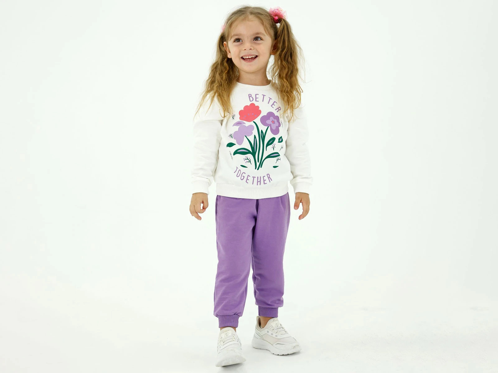 Toptan BICIR KİDS Çiçek Desenli Kız Takım  Toptan Bebek Çocuk Giyim - Beniz Kids
