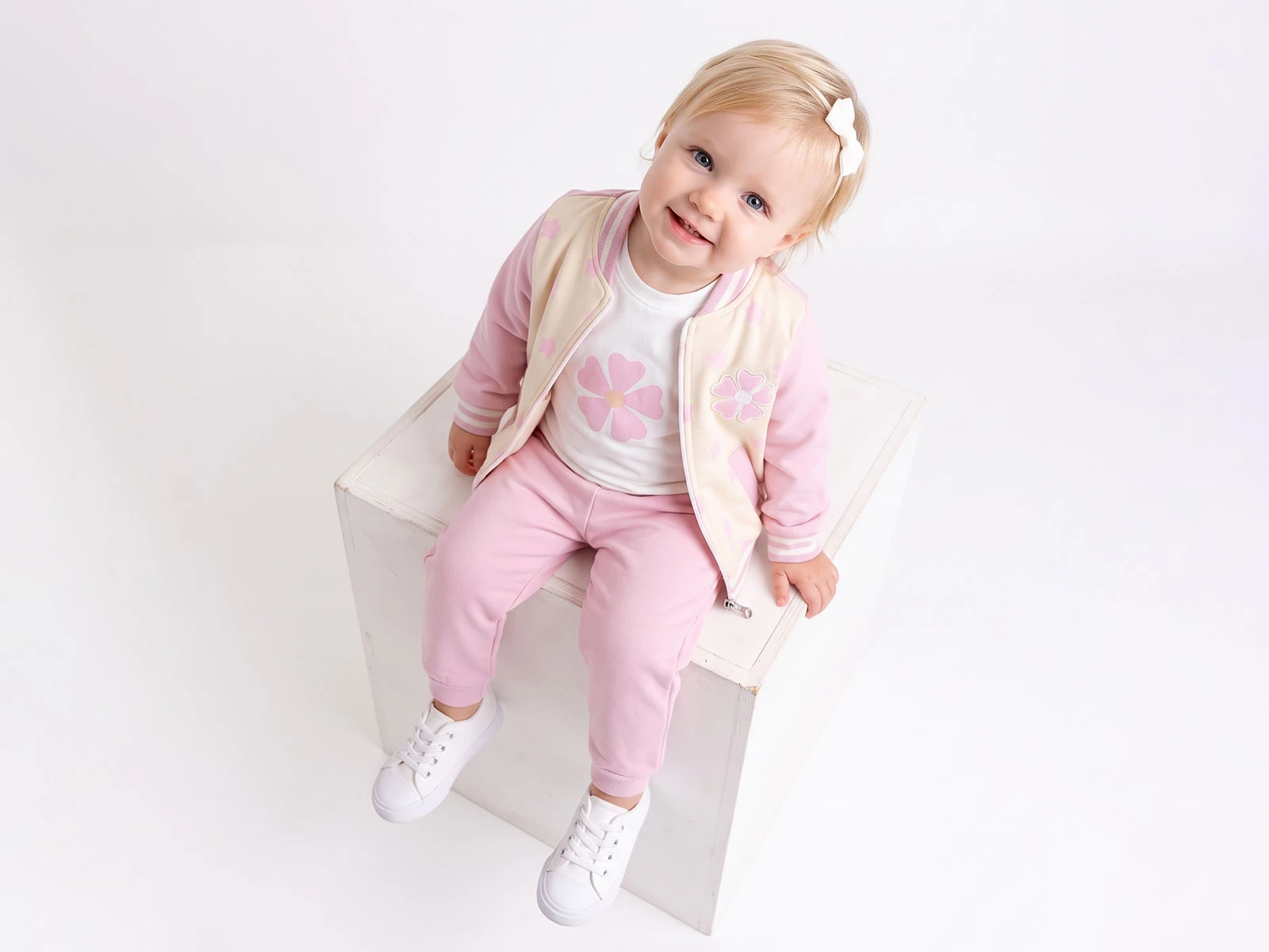 Toptan MİNİTİX Çiçek Desenli Şardonlu 3 İp Kız Bebek Takım Toptan Bebek Çocuk Giyim - Beniz Kids
