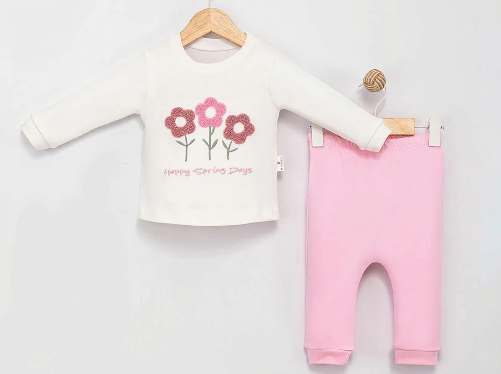 Toptan MİNİMAİ Çiçek Detay Bebek Takım Toptan Bebek Çocuk Giyim - Beniz Kids