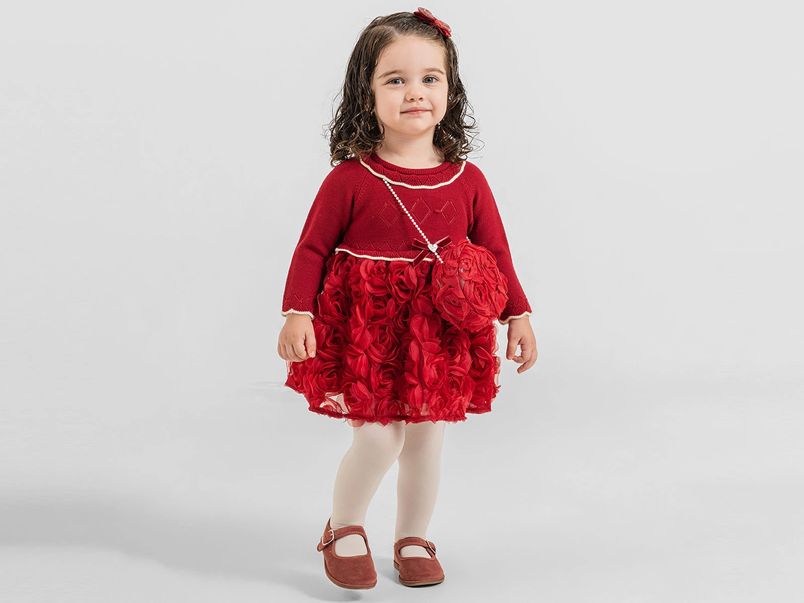 Toptan COCOSİSS Çiçek Detaylı Çantalı Bebek Elbise Toptan Bebek Çocuk Giyim - Beniz Kids