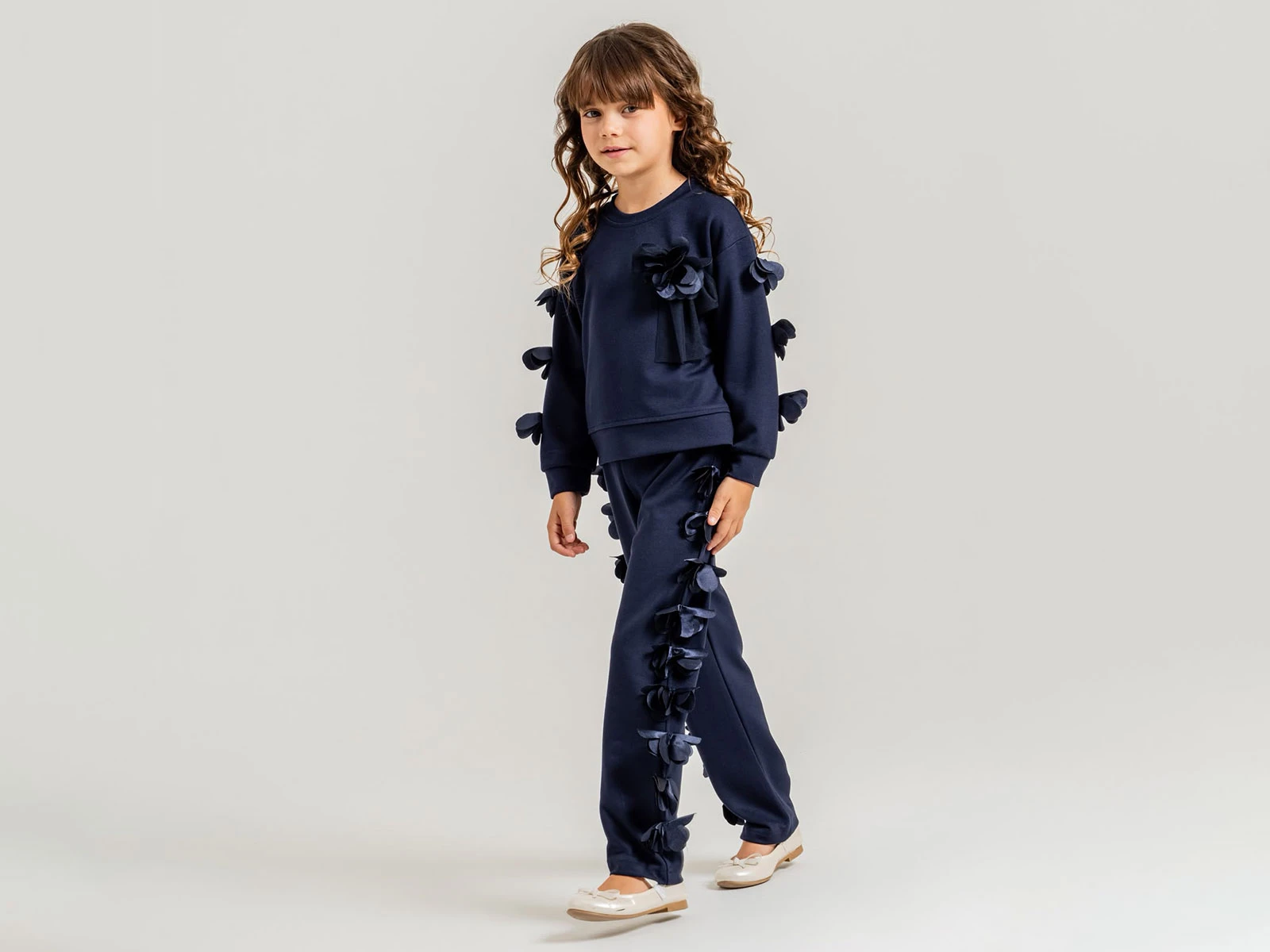 Toptan ALPİDS Çiçek Detaylı Oyhso Kız Takım Toptan Bebek Çocuk Giyim - Beniz Kids