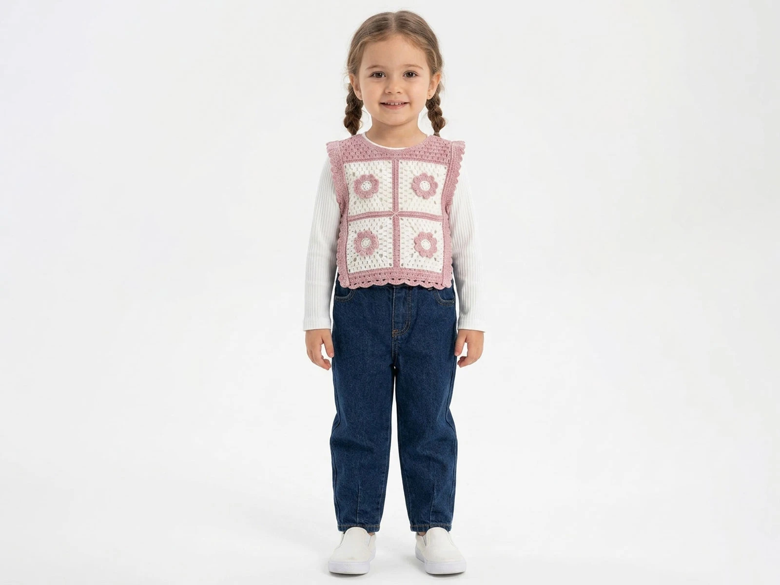 Toptan ÇİLEK BEBE Çiçek Detaylı Trikolu Üçlü Kız Takım Toptan Bebek Çocuk Giyim - Beniz Kids