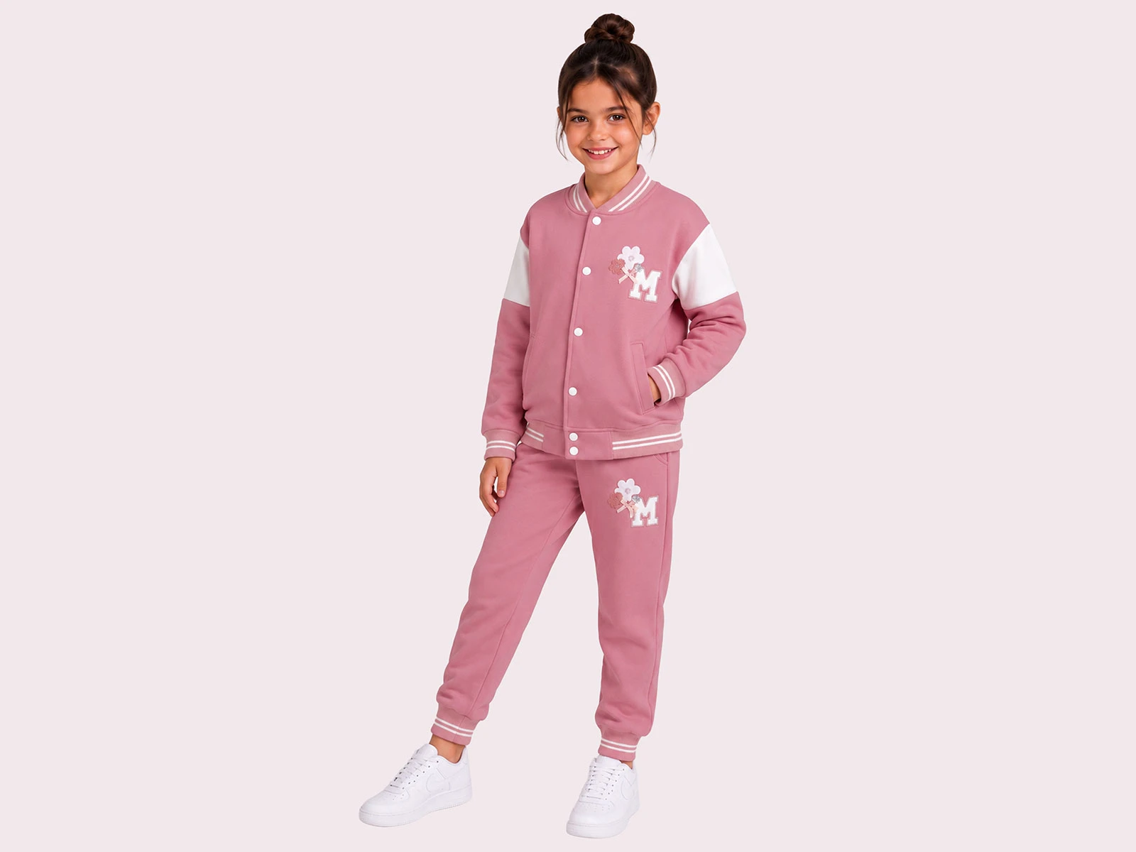 Toptan ROYA KİDS Çiçek Nakışlı 3 İp Şardonlu Kız Takım  Toptan Bebek Çocuk Giyim - Beniz Kids