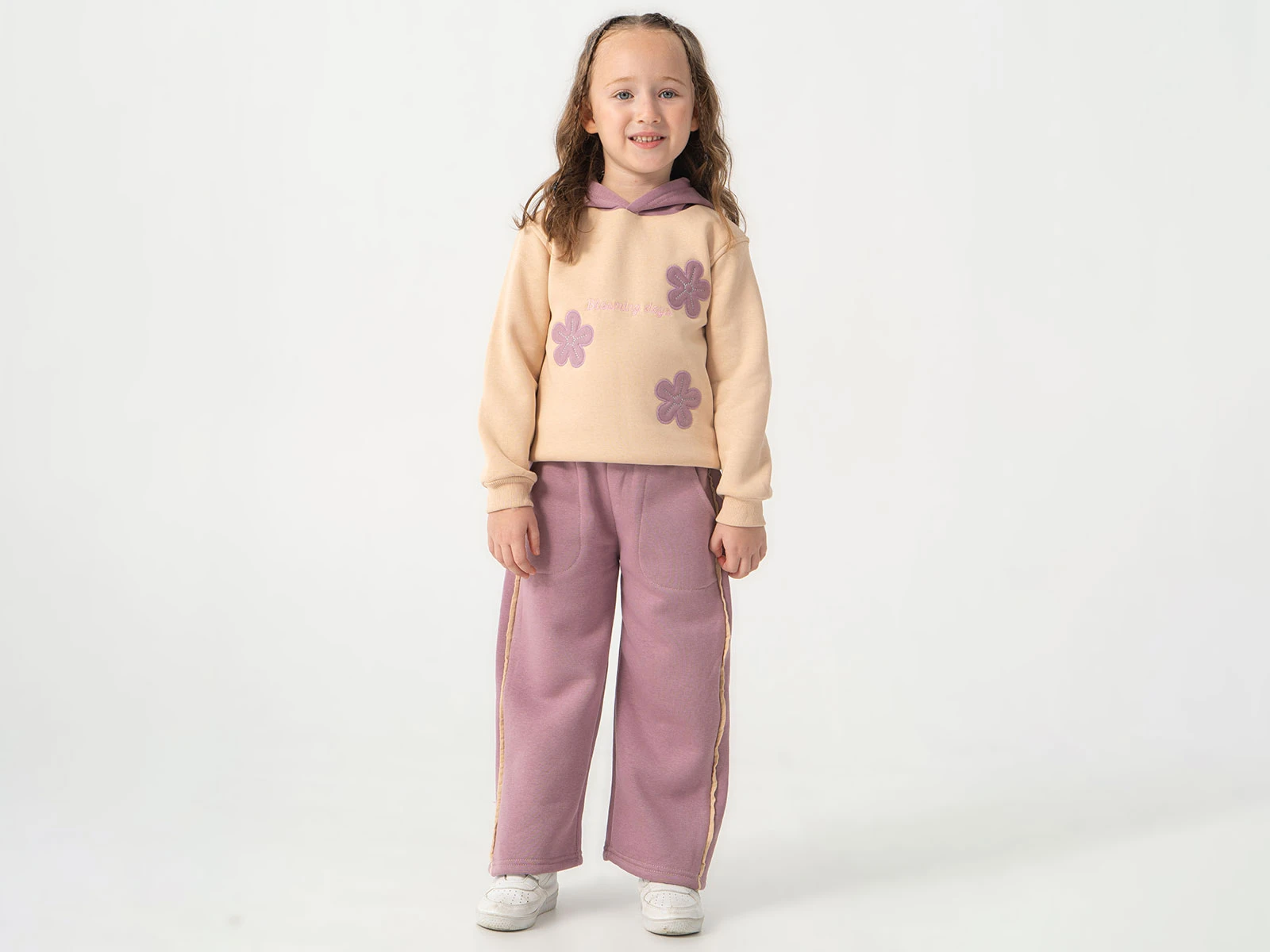 Toptan BURÇ BEBE Çiçek Nakışlı 3 İp Şardonlu Kız Takım  Toptan Bebek Çocuk Giyim - Beniz Kids