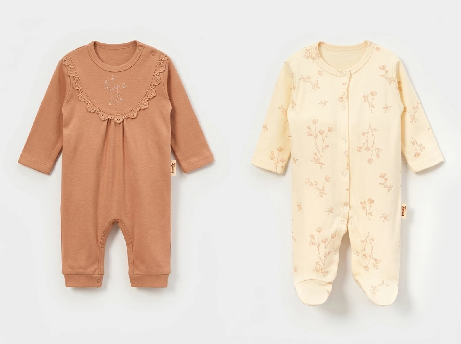 Toptan VOVİDO Çiçek Nakışlı Bebek Tulum İkili Set Toptan Bebek Çocuk Giyim - Beniz Kids