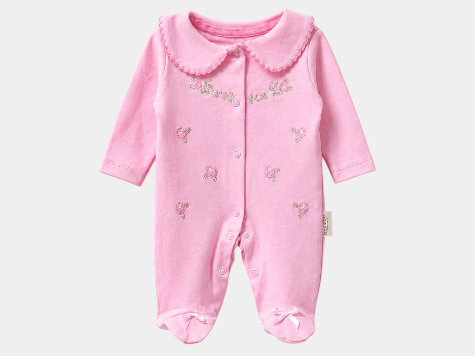 Toptan BAM-BİNO Çiçek Nakışlı Kız Bebek Premature Tulum Toptan Bebek Çocuk Giyim - Beniz Kids
