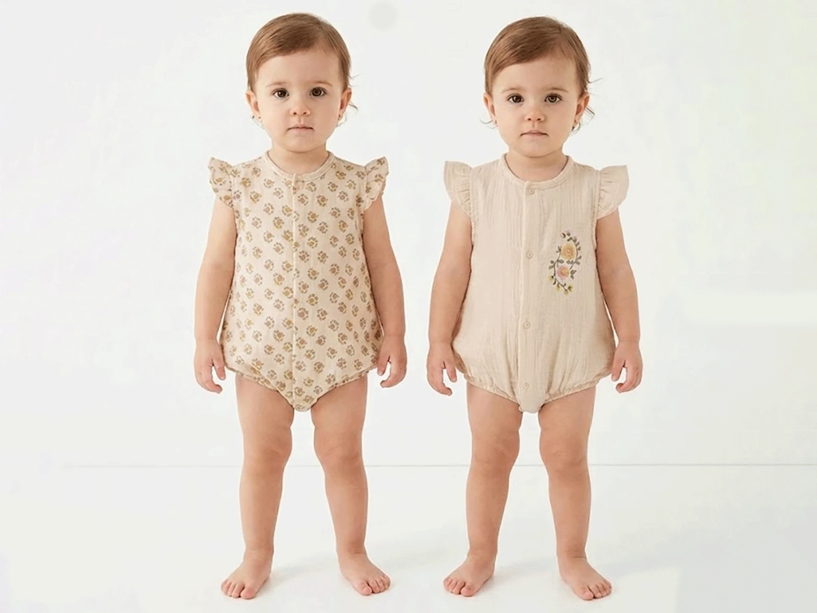 Çiçek Nakışlı Ve Desenli Kız Bebe Tulum 