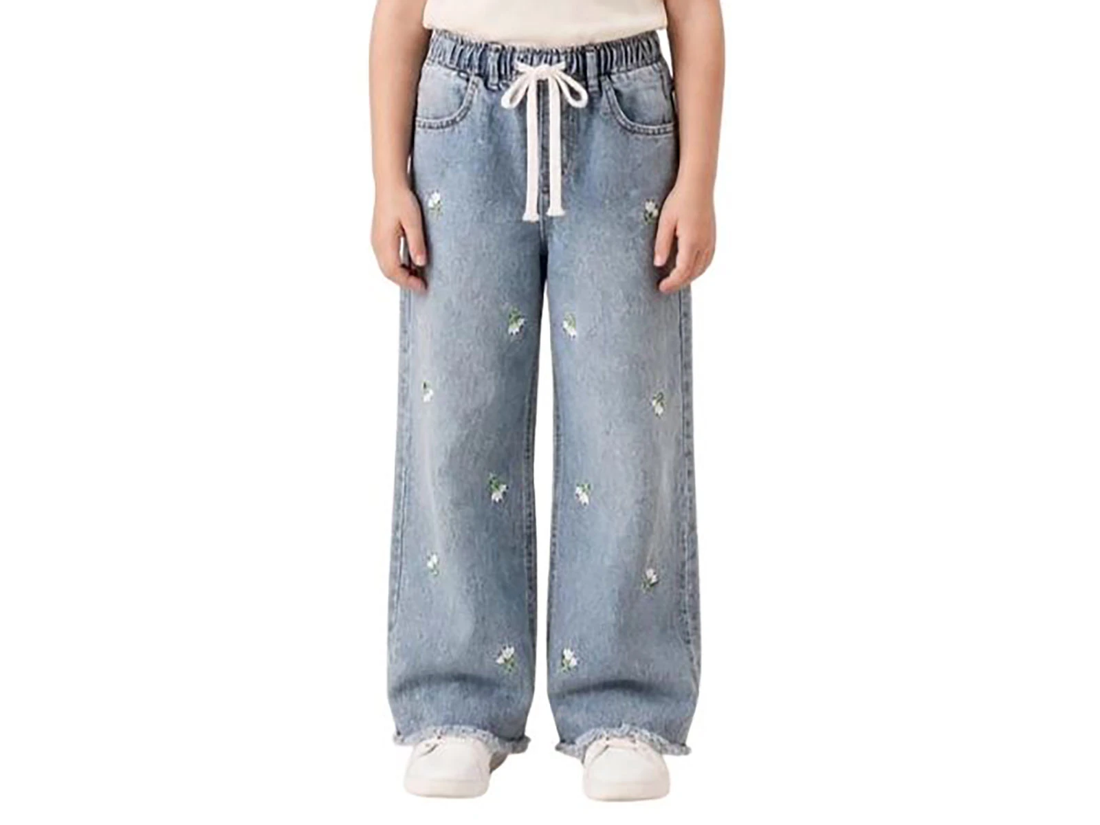 Toptan SLM Çiçekli Kız Çocuk Kot Pantolon Toptan Bebek Çocuk Giyim - Beniz Kids