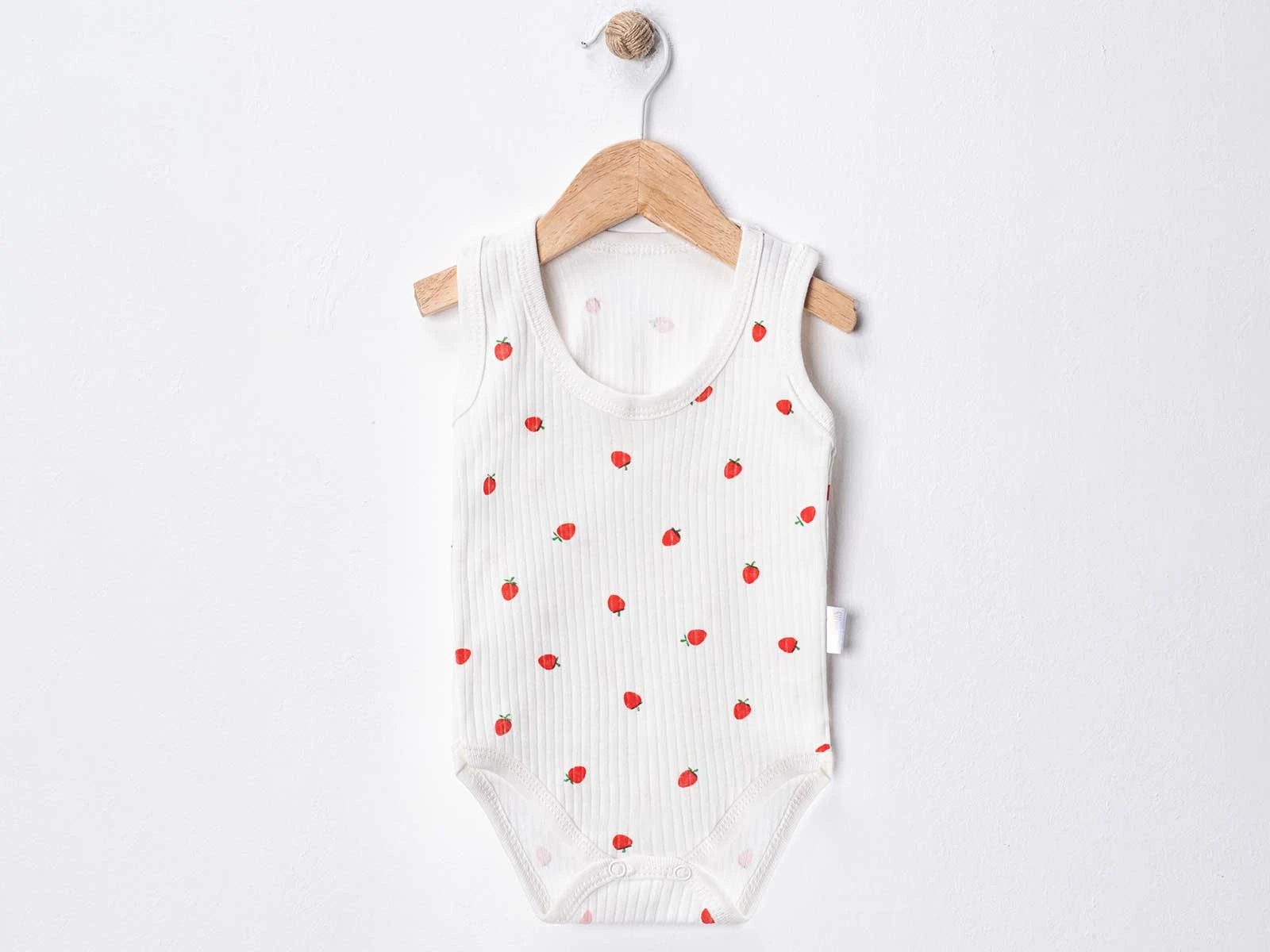 Çilek Baskılı Bebe Çıtçıtlı Badi