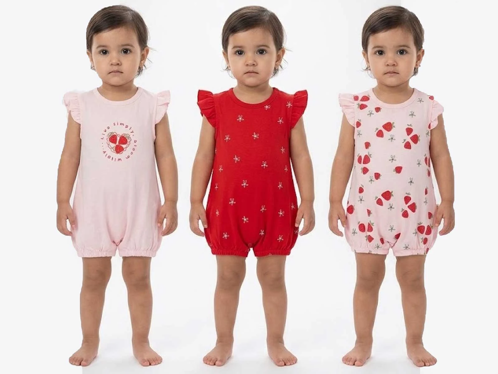 Çilek Desenli Kız Bebe Tulum
