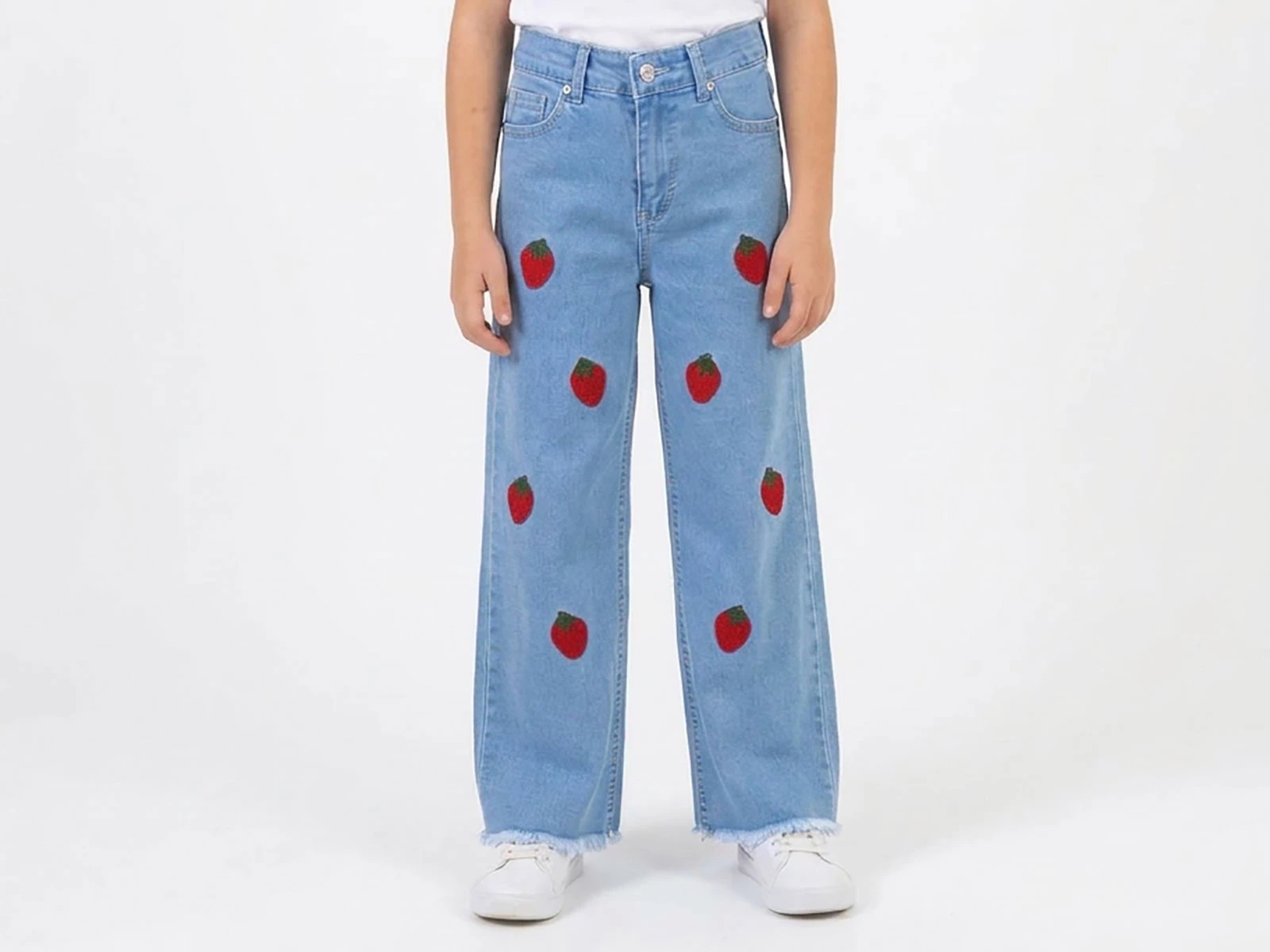 Toptan NAWİ Çilek Detay Kız Kot Pantolon Toptan Bebek Çocuk Giyim - Beniz Kids