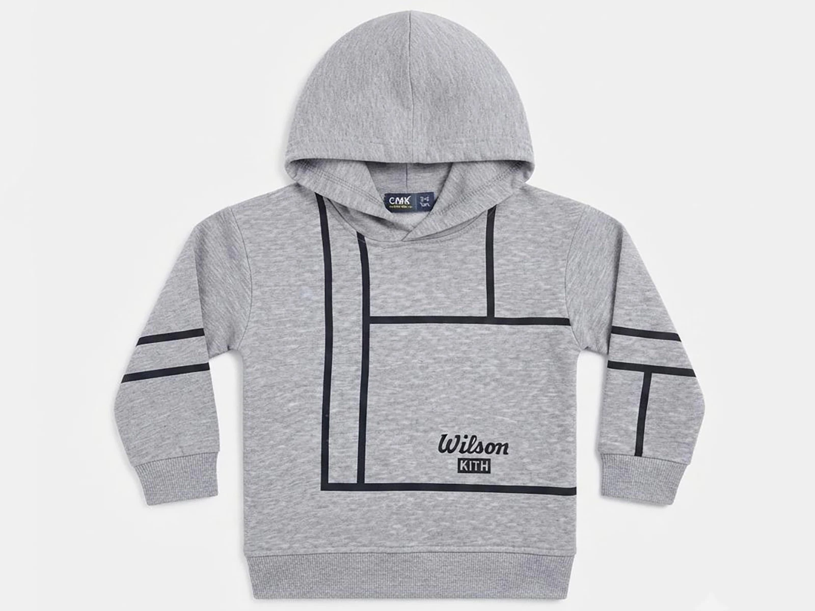 Toptan CMK Çizgi Desenli Kapşonlu 3 İp Şardonlu Erkek Sweat  Toptan Bebek Çocuk Giyim - Beniz Kids