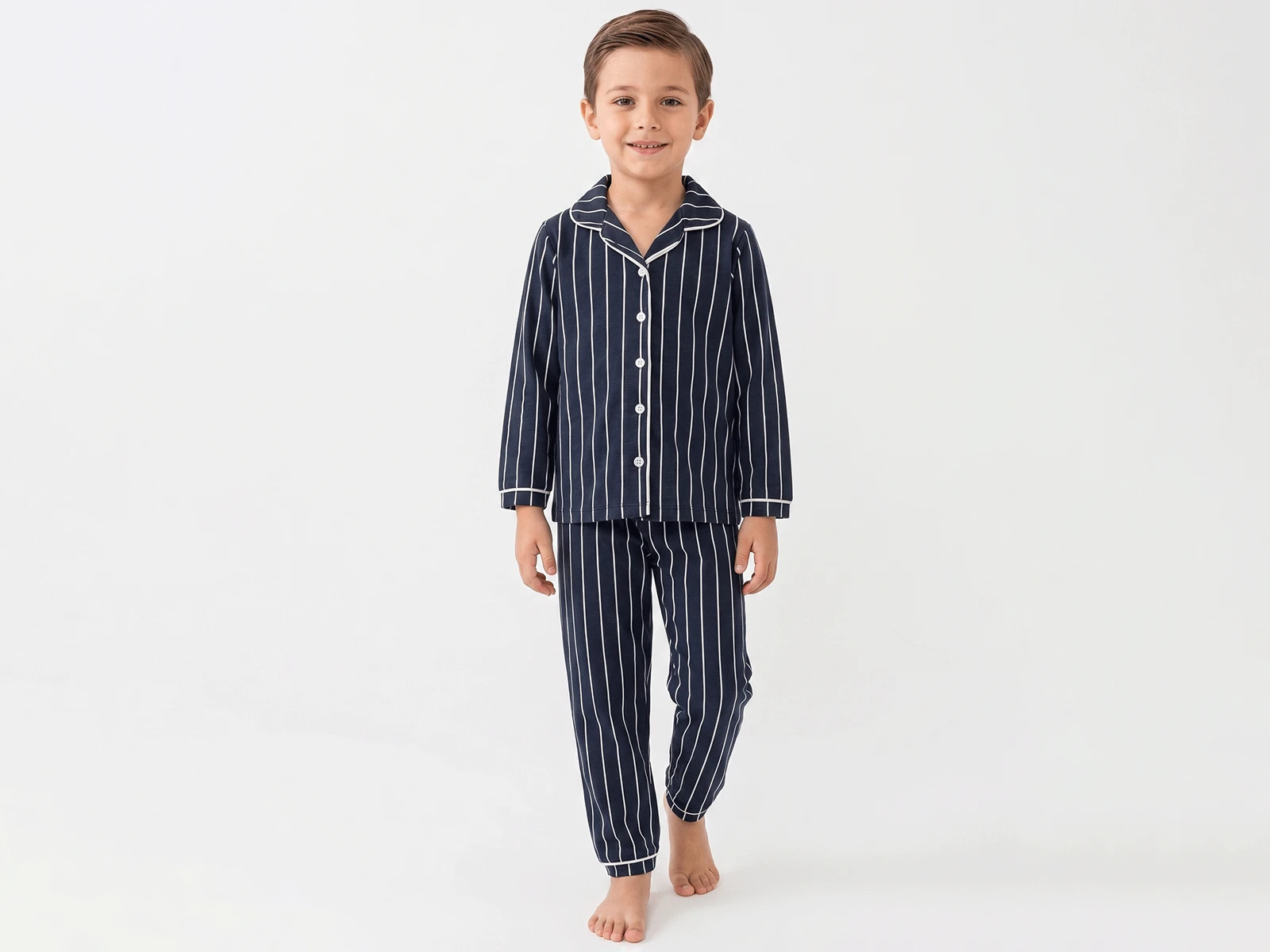 Çizgili Düğmeli Erkek Pijama Takım 