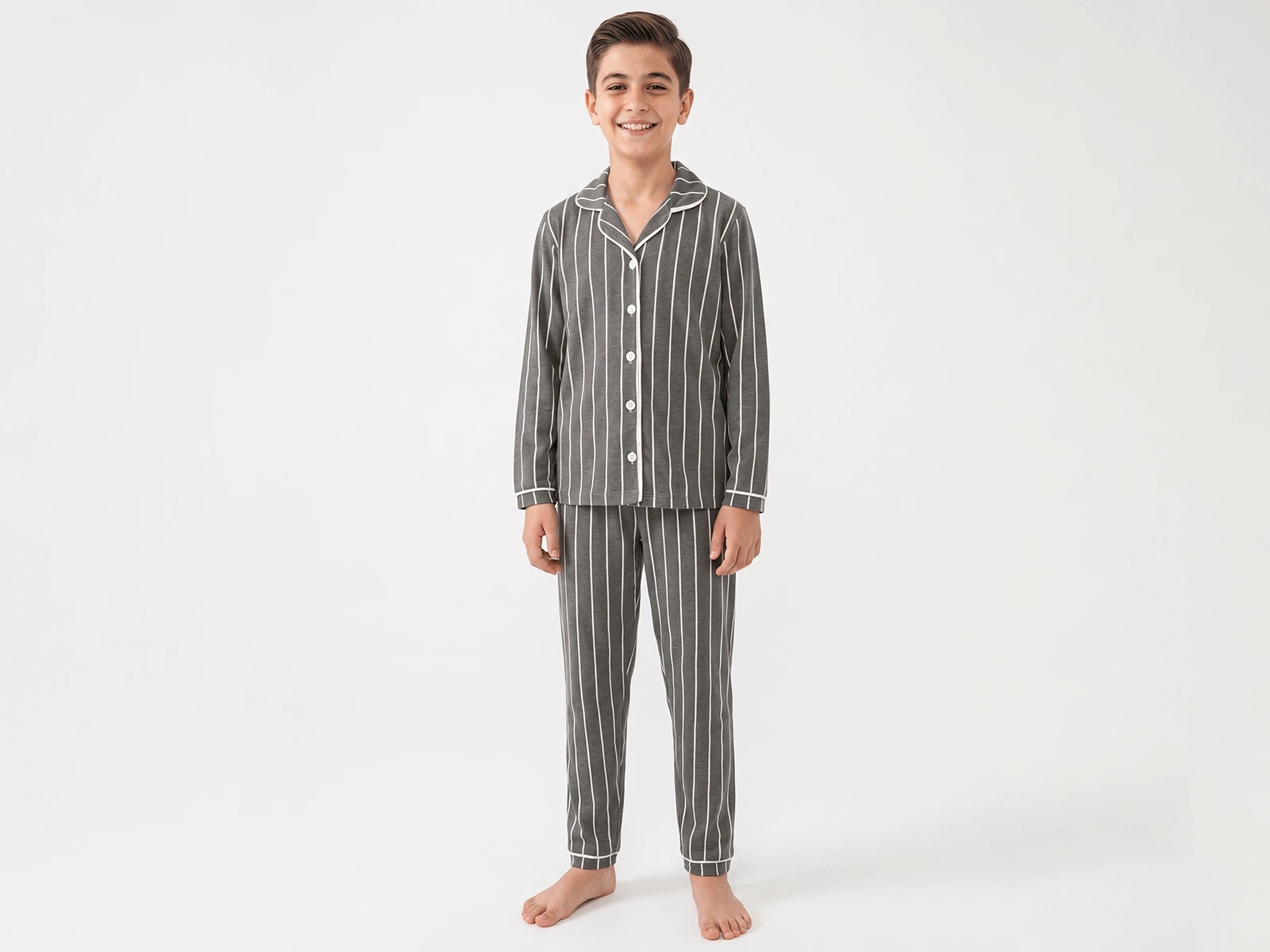 Çizgili Düğmeli Erkek Pijama Takım 