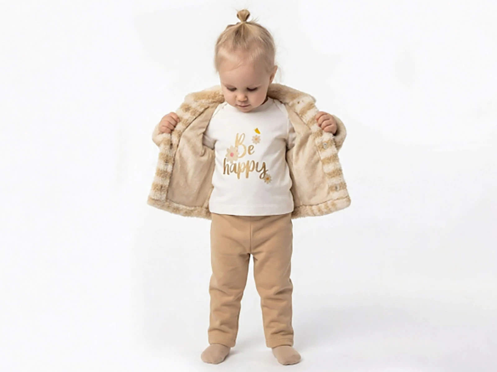 Toptan ELCİ BABY Çizgili Peluş Hırkalı Kız Bebe Üçlü Takım  Toptan Bebek Çocuk Giyim - Beniz Kids