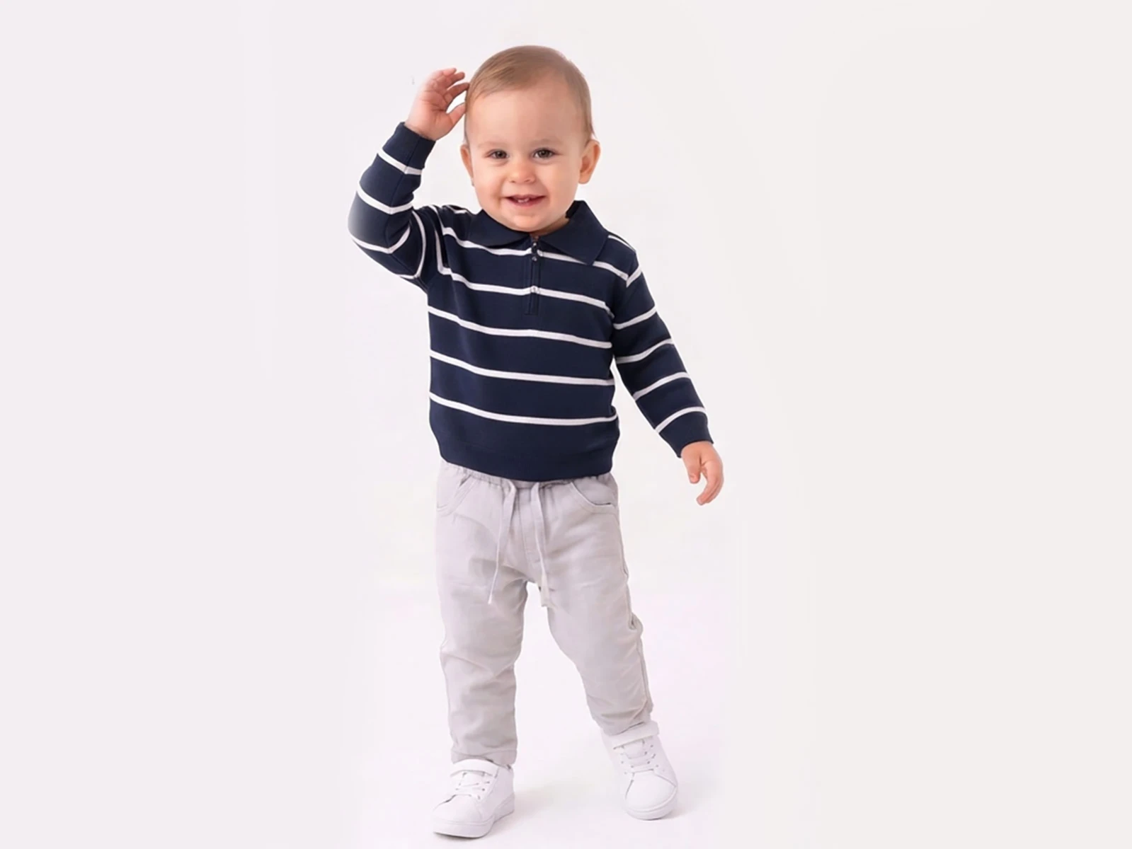 Toptan CANÖZ Çizgili Triko Erkek Takım Toptan Bebek Çocuk Giyim - Beniz Kids