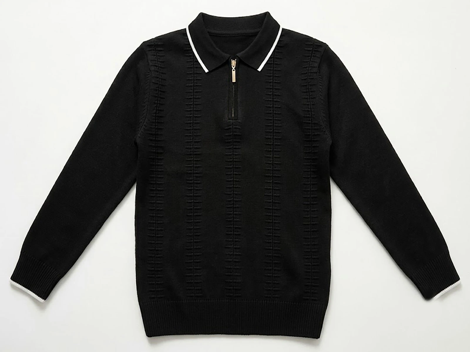 Toptan METEX Çizgili Yakalı Fermuarlı Triko Erkek Sweat  Toptan Bebek Çocuk Giyim - Beniz Kids
