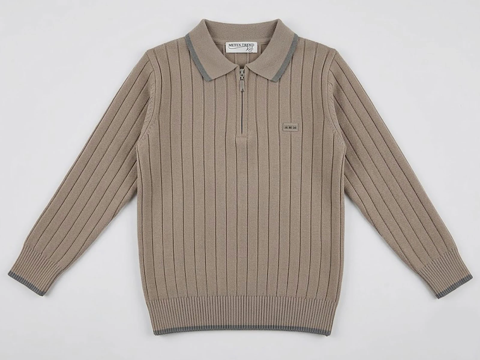 Toptan METEX Çizgili Yakalı Fermuarlı Triko Erkek Sweat  Toptan Bebek Çocuk Giyim - Beniz Kids