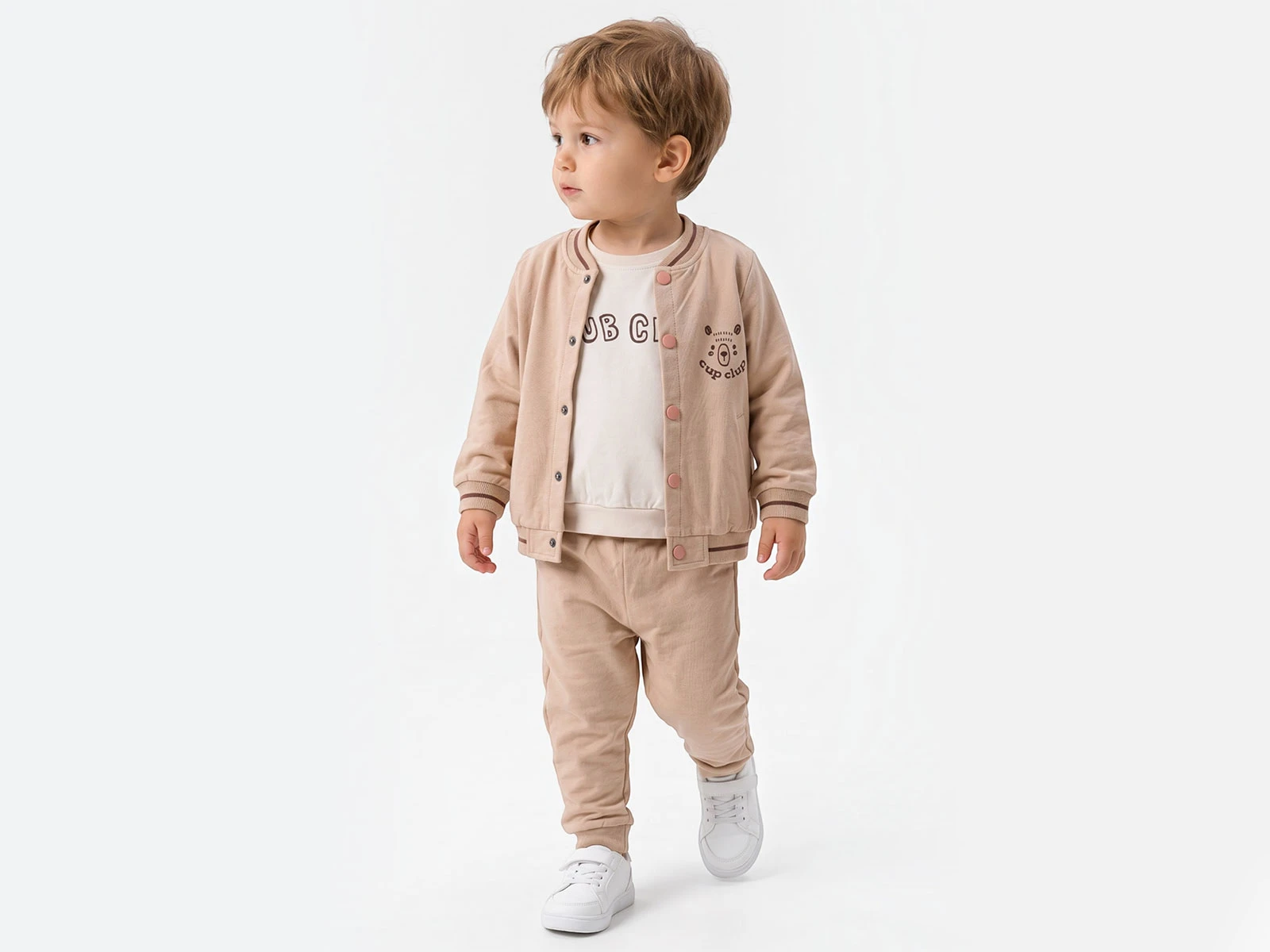 Toptan BAM-BİNO Clup Baskılı Hırkalı Üçlü Erkek Takım Toptan Bebek Çocuk Giyim - Beniz Kids