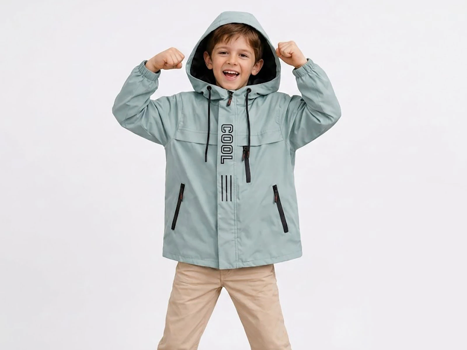 Toptan CRİSPY Cool Baskılı Fermuarlı Cepli Erkek Yağmurluk  Toptan Bebek Çocuk Giyim - Beniz Kids