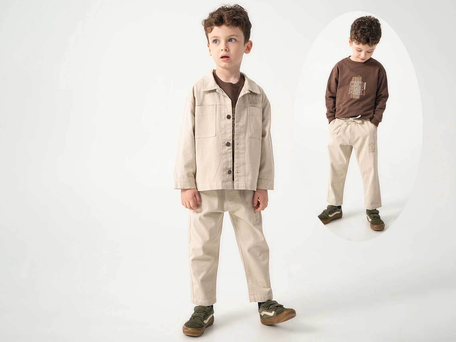 Toptan LESSOTTO Core Baskılı Cepli Ceketli Erkek Üçlü Takım  Toptan Bebek Çocuk Giyim - Beniz Kids