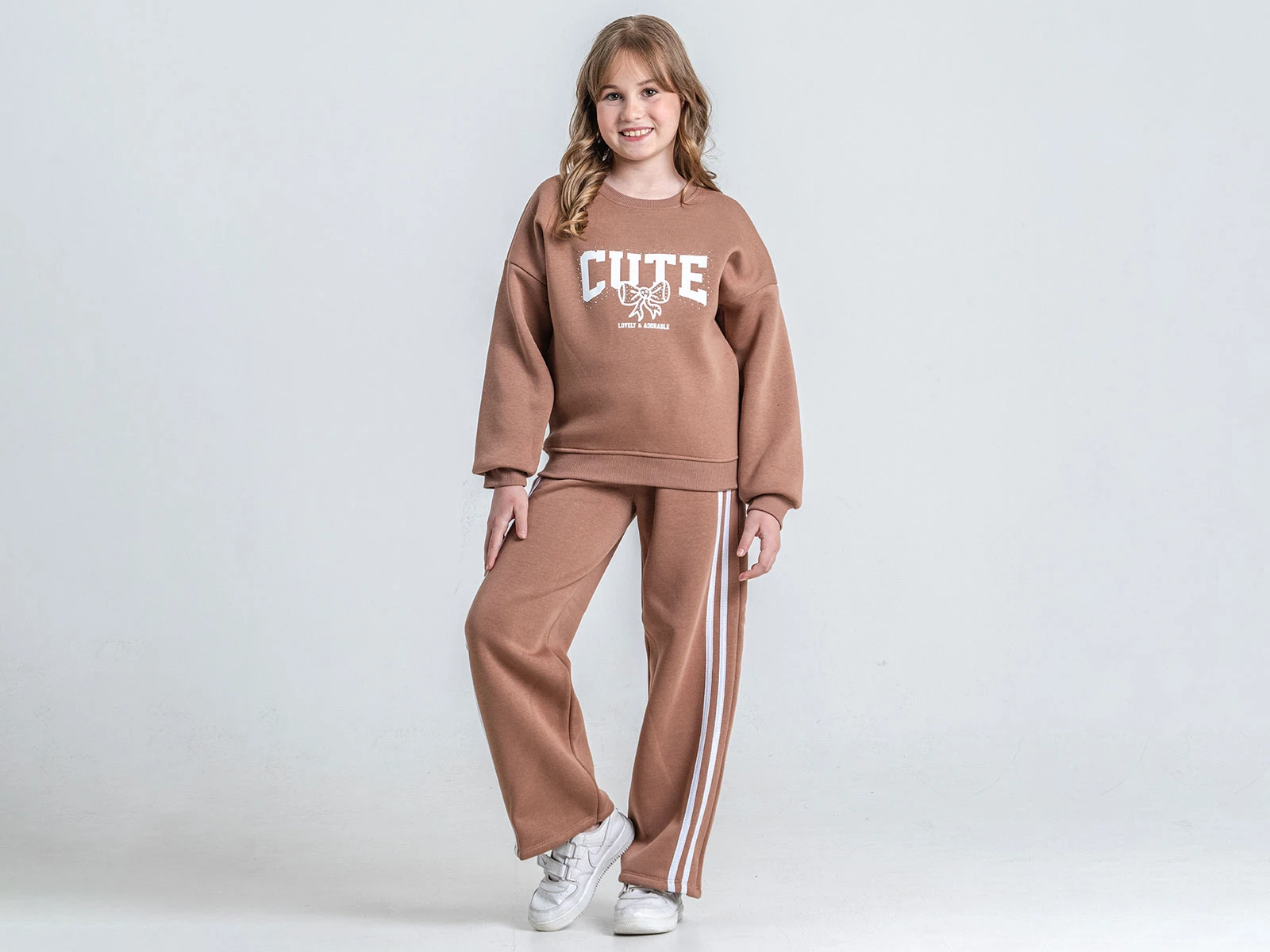 Toptan PAMPAL KİDS Cute Baskılı Taş Detaylı 3 İp Şardonlu Kız Takım  Toptan Bebek Çocuk Giyim - Beniz Kids