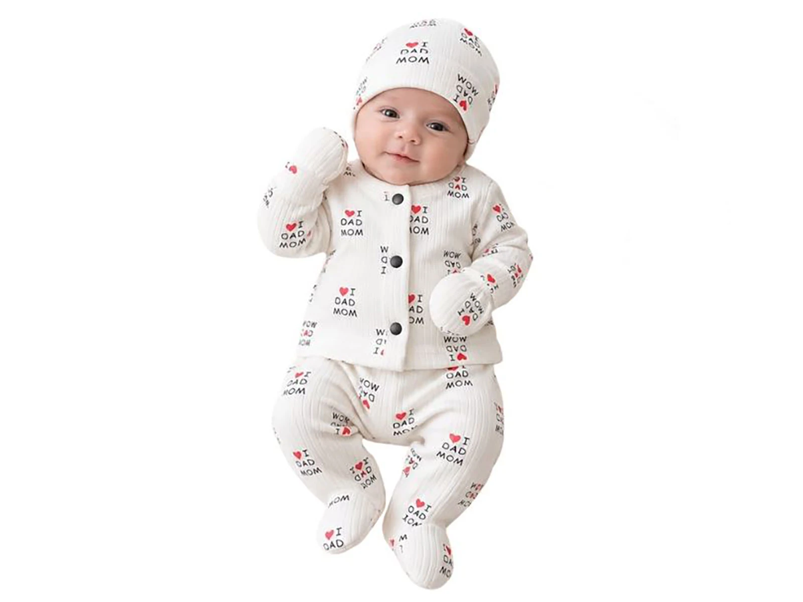 Toptan COŞAY BABY Dad Mom Baskılı 5'li Bebek Zıbın Set Toptan Bebek Çocuk Giyim - Beniz Kids