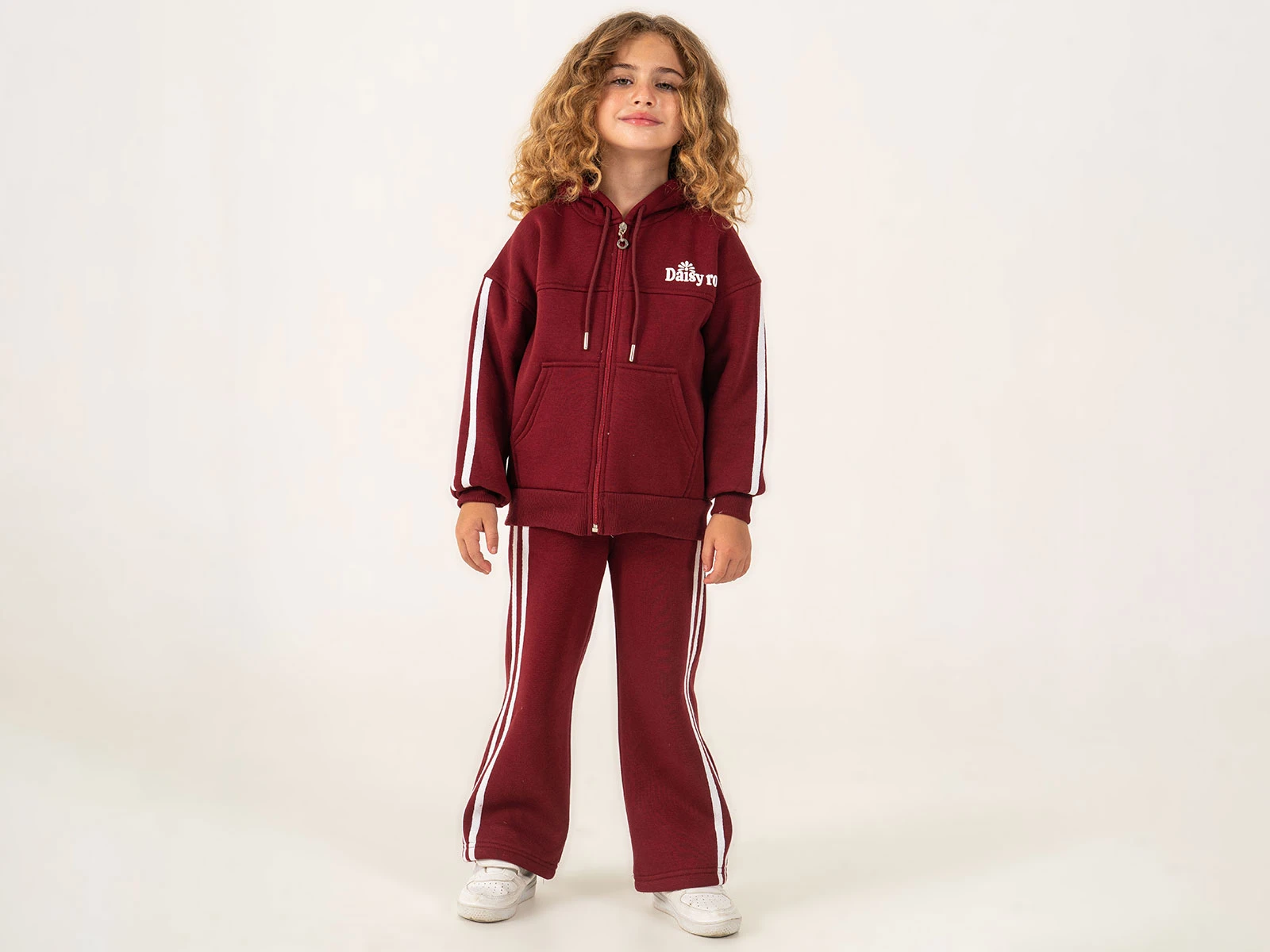 Toptan LUMİİ Daisy Baskılı Şeritli 3 İp Şardonlu Kız Takım  Toptan Bebek Çocuk Giyim - Beniz Kids
