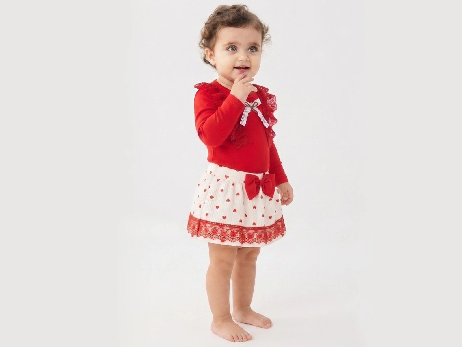 Toptan CAYZEN Dantel İşlemeli Fiyonklu Kız Bebe Takım  Toptan Bebek Çocuk Giyim - Beniz Kids
