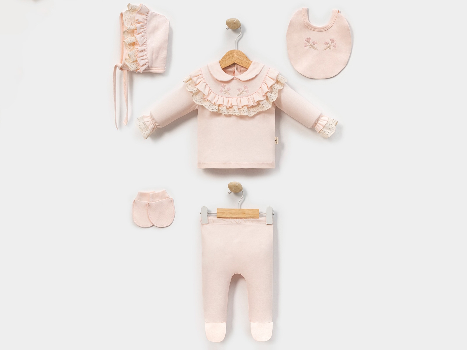 Dantelli Kız Bebe 5li Set
